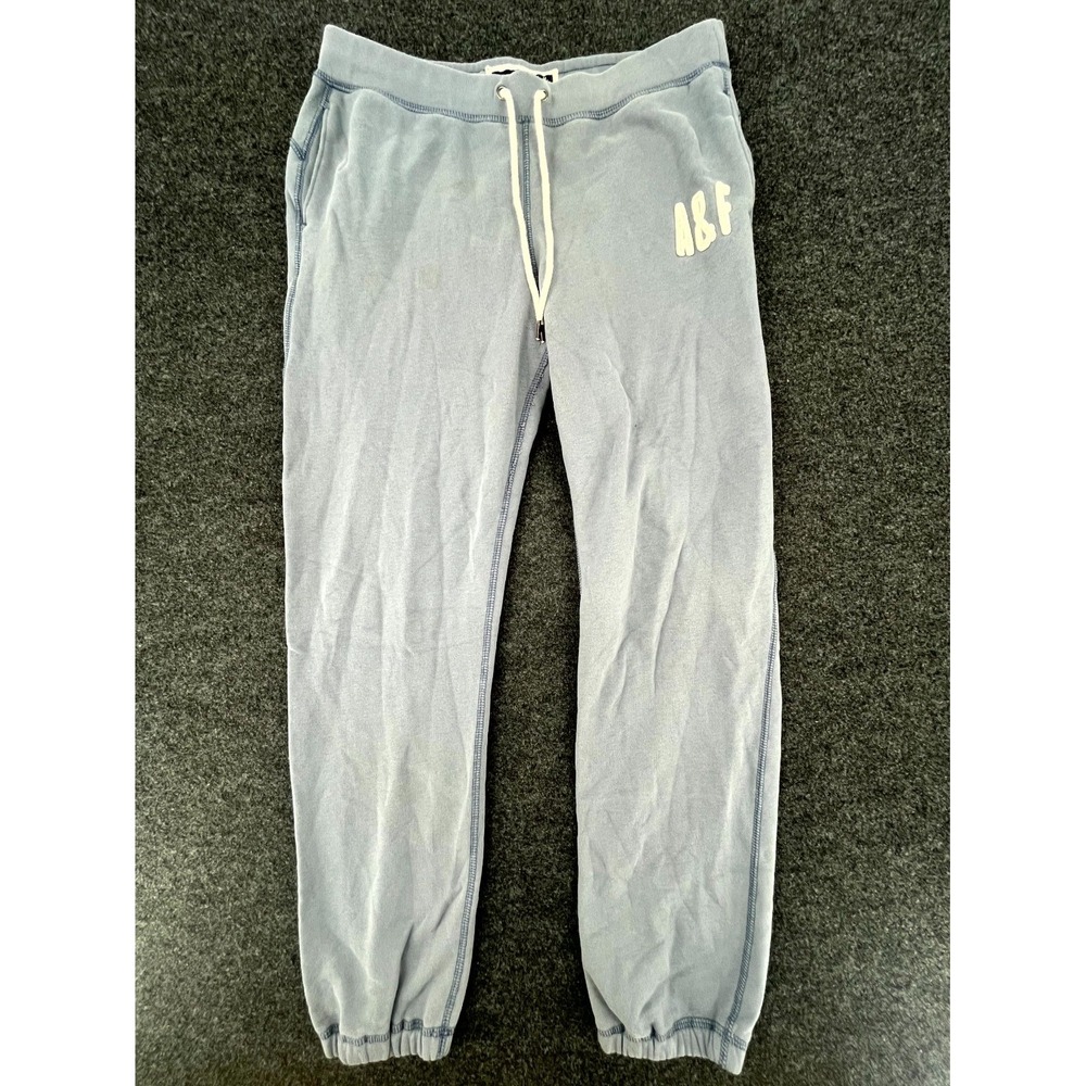 Y2K Abercrombie & Fitch Sweatpants Womens M Blue Fleece Lined Jogger Drawstring
